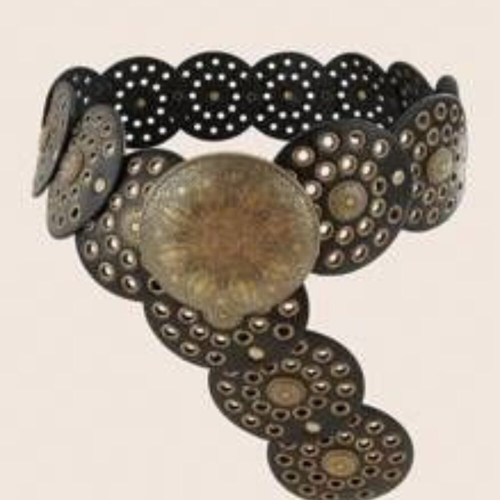 1pc Women Y2K Style Round Metal Waist, Bohemian Size
